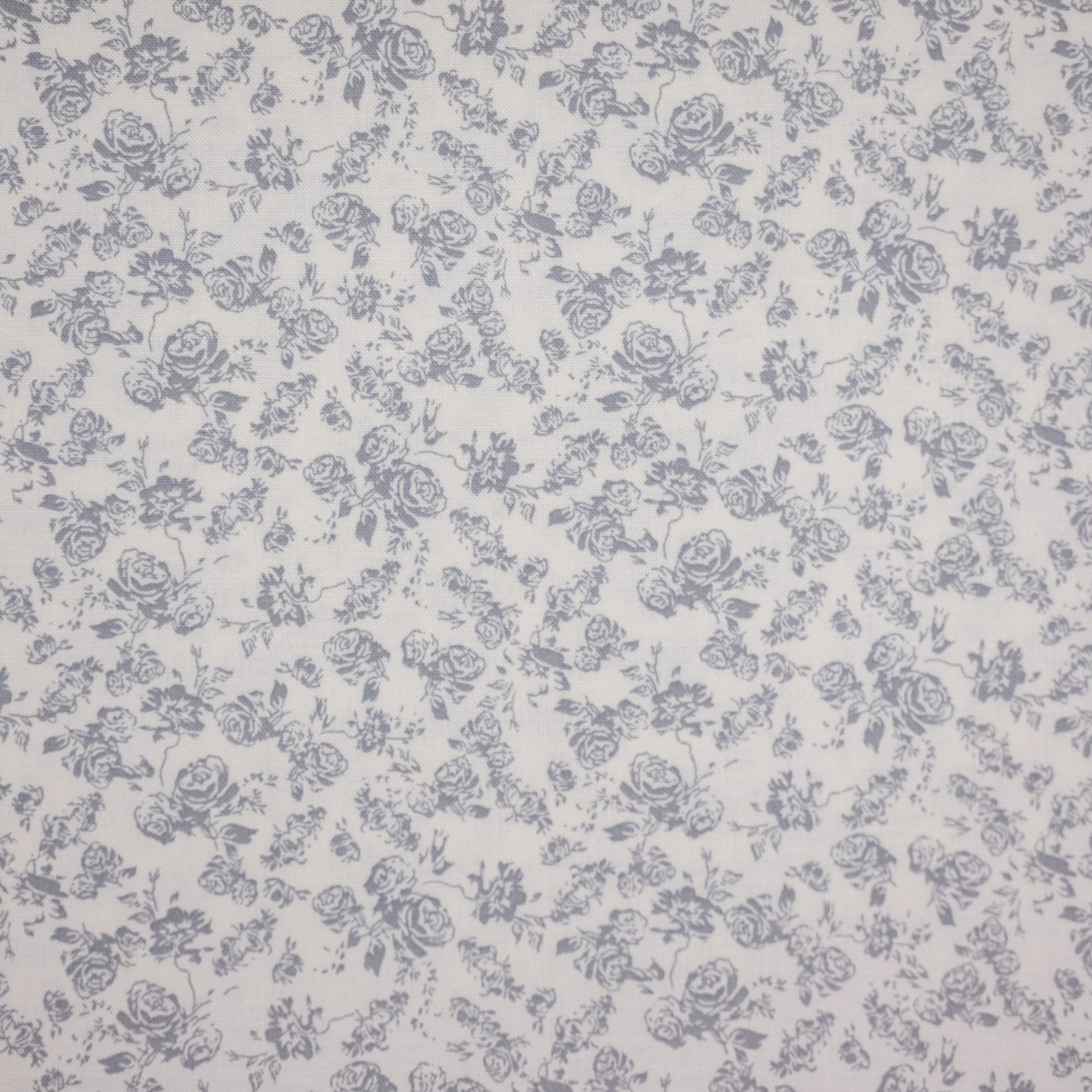 Bumbac fix ivoar cu imprimeu floral gri latime 150 cm, 100% bumbac