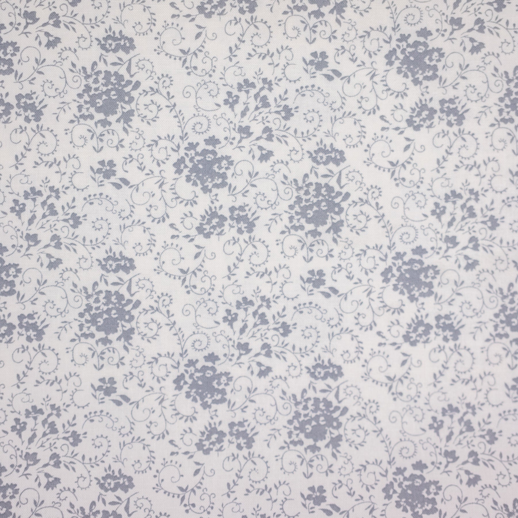 Bumbac fix ivoar cu imprimeu floral gri latime 150 cm, 100% bumbac