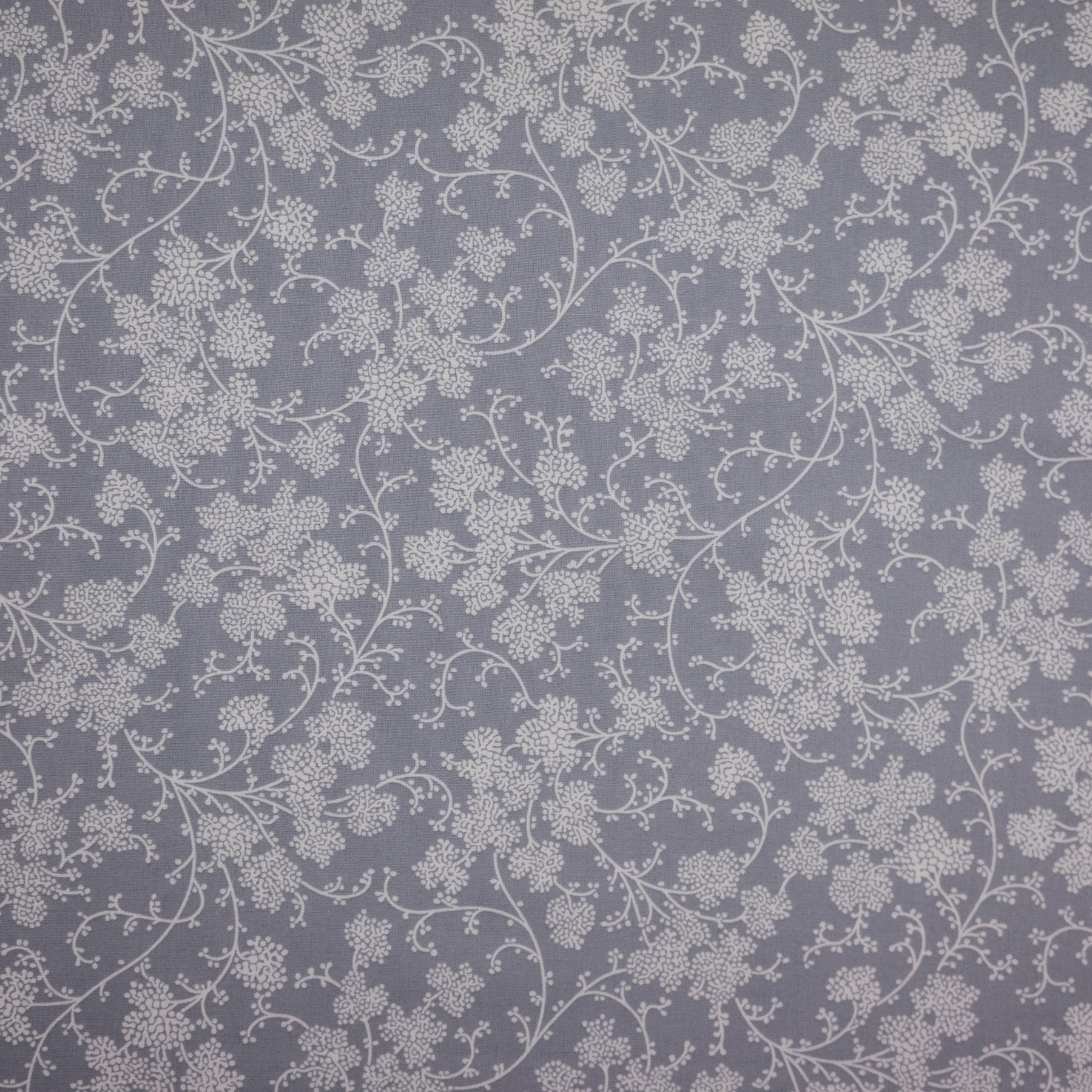 Bumbac fix gri deschis cu imprimeu floral ivoar latime 150 cm, 100% bumbac