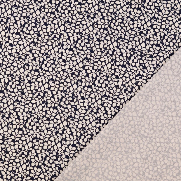 Bumbac fix ivoar cu model floral albastru inchis latime 150 cm 100% bumbac