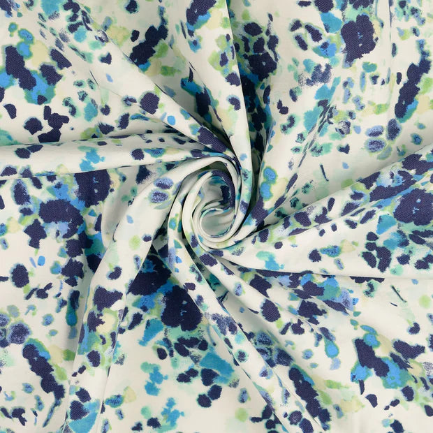 Țesatura bengalina ivoar cu model albastru 73%VI / 23%PA / 4%EL latime 149 cm