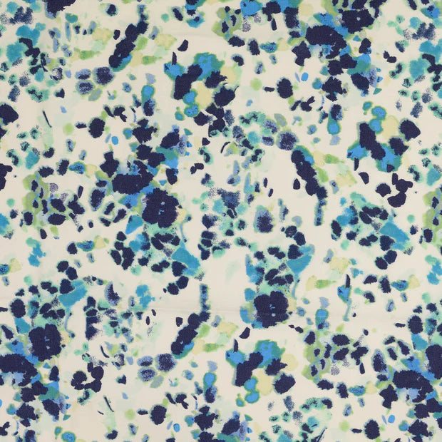 Țesatura bengalina ivoar cu model albastru 73%VI / 23%PA / 4%EL latime 149 cm