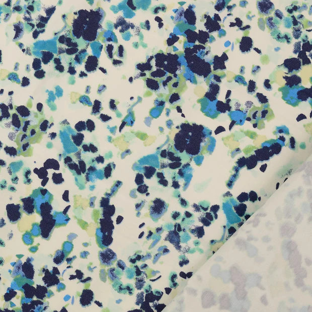 Țesatura bengalina ivoar cu model albastru 73%VI / 23%PA / 4%EL latime 149 cm