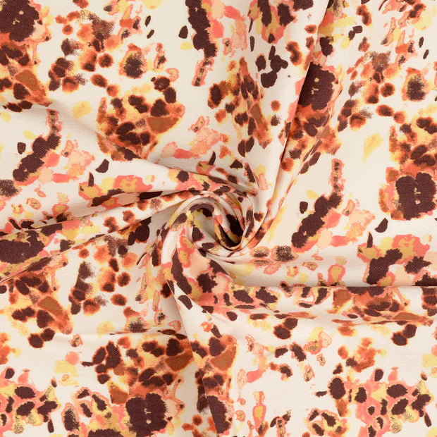 Țesatura bengalina ivoar cu model piersica 73%VI / 23%PA / 4%EL latime 149 cm