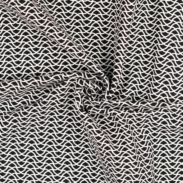 Țesatura bengalina negru cu model geometric 73%VI / 23%PA / 4%EL latime 149 cm