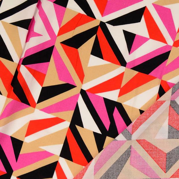 Viscoza multicolora cu model geometric 142/145 cm 100% VI