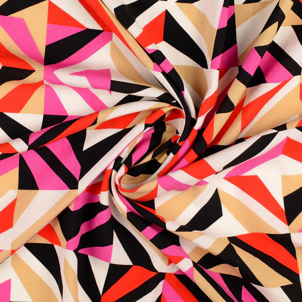Viscoza multicolora cu model geometric 142/145 cm 100% VI