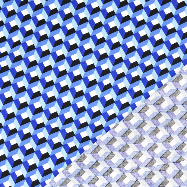 Viscoza albastra cu model geometric 100%VI 142/145 cm