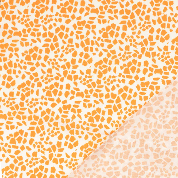 Viscoza model abstract mozaic in nuante de portocaliu gradient pe fundal alb 100%VI 142/145 cm