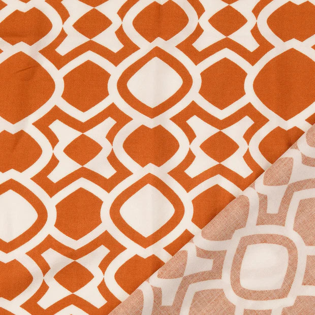 Viscoza caramiziu cu model geometric   100%VI 142/142 cm
