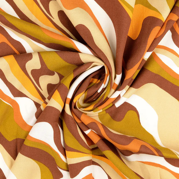 Viscoza cu model geometric in nuante de bej,mustariu si caramiziu 100%VI 142/145 cm