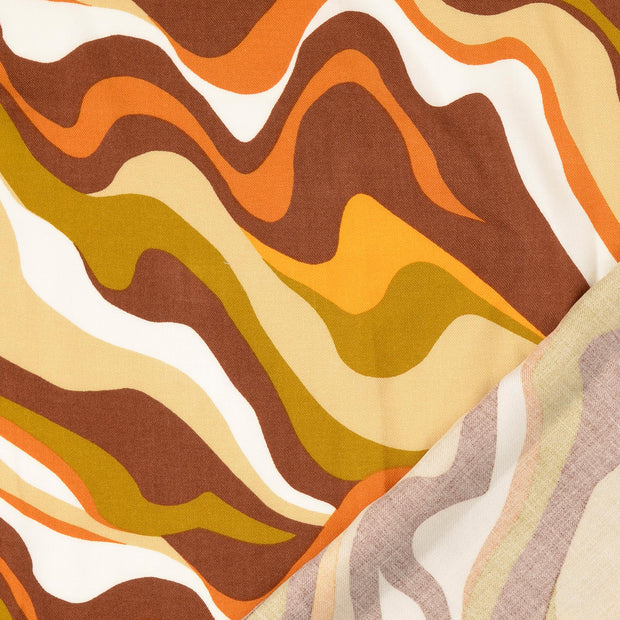 Viscoza cu model geometric in nuante de bej,mustariu si caramiziu 100%VI 142/145 cm