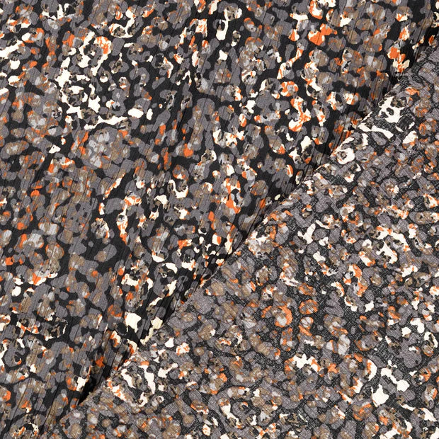 Viscoza creponata culoare gri cu model floral abstract latime 136/138 cm 75%VI 25% poliamida