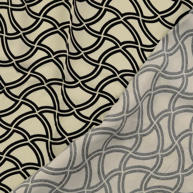 Viscoza culoare ivoar  cu  model geometric elegant negru 142/144 cm 100% VI