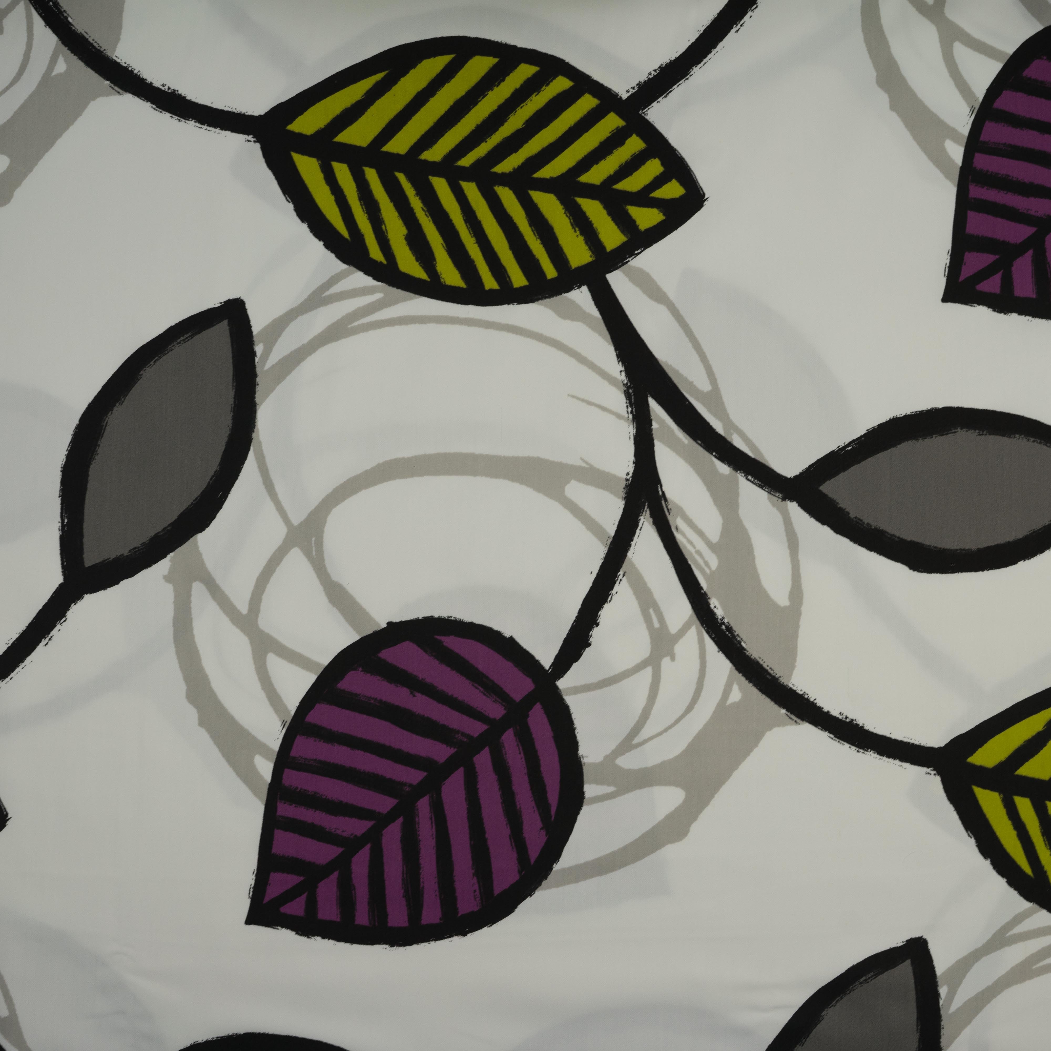 Draperie alba cu frunze colorate inaltime 140 cm