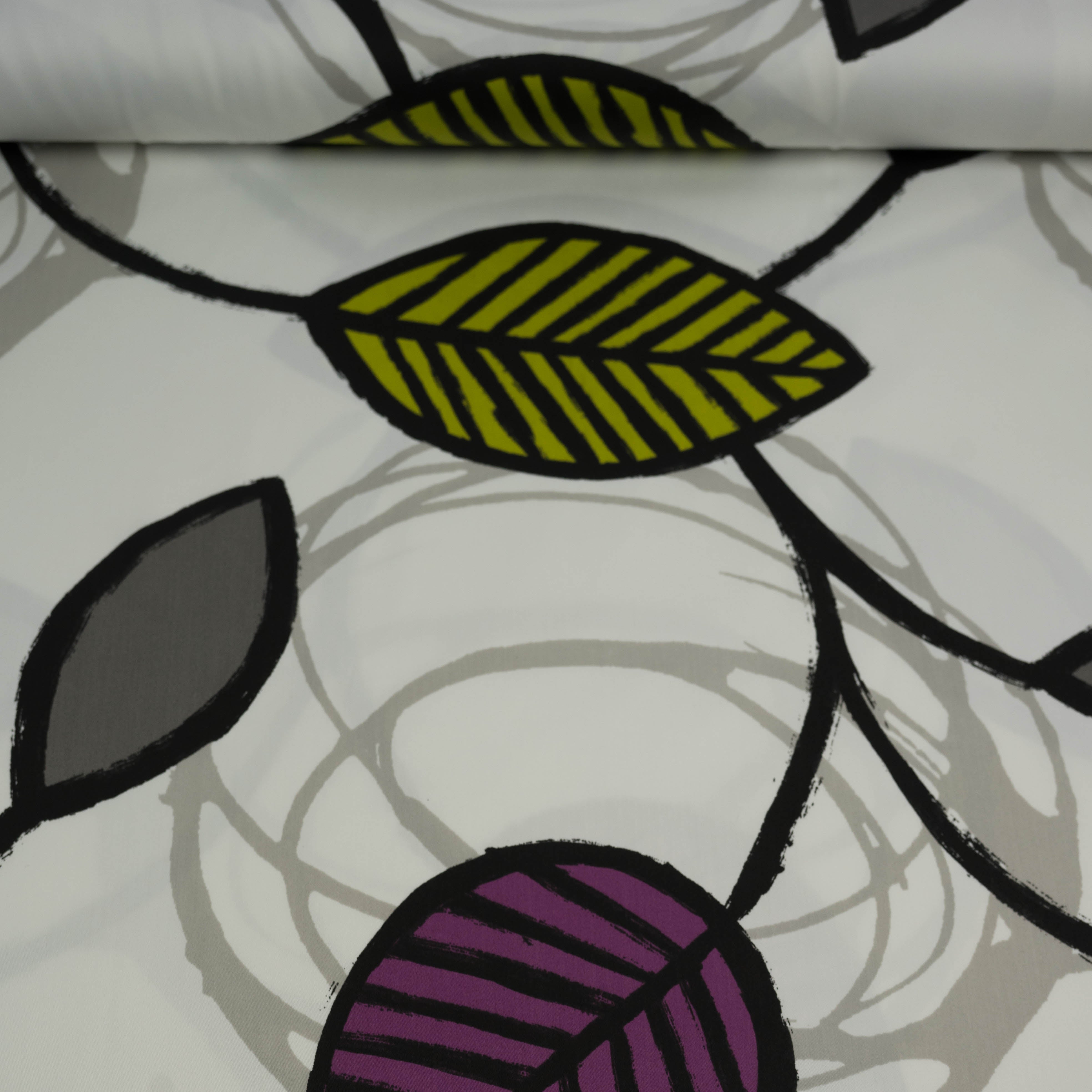 Draperie alba cu frunze colorate inaltime 140 cm