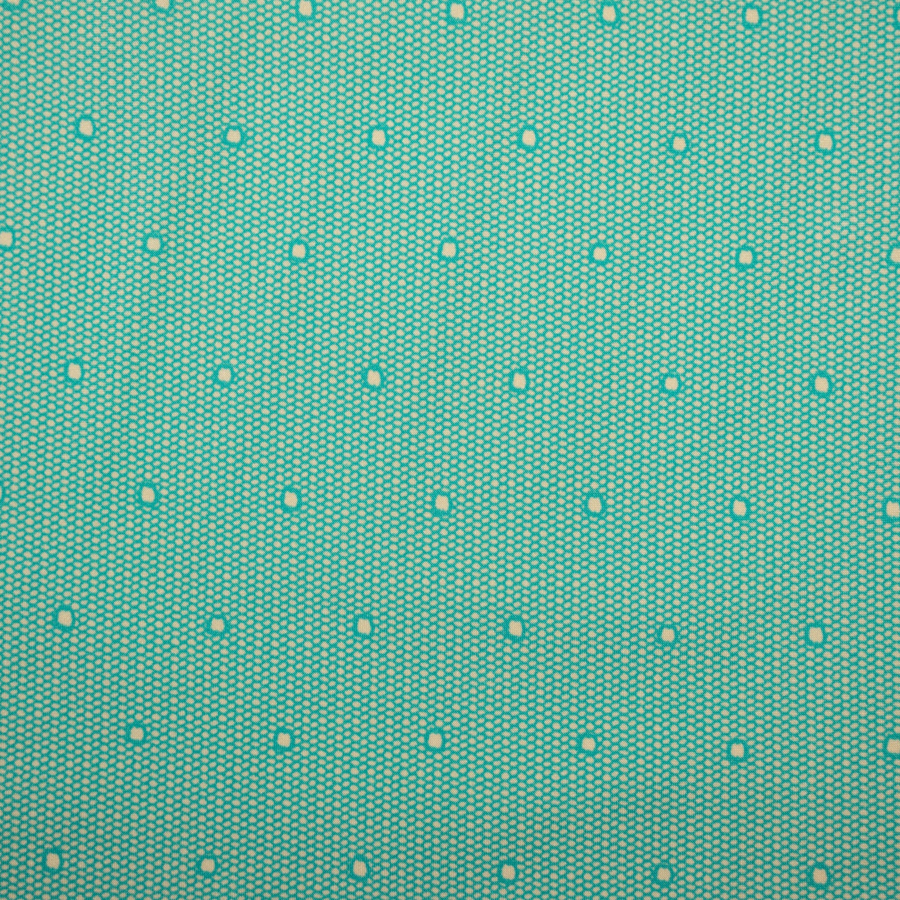 Lycra verde turcoaz cu model bulinute albe 140 cm