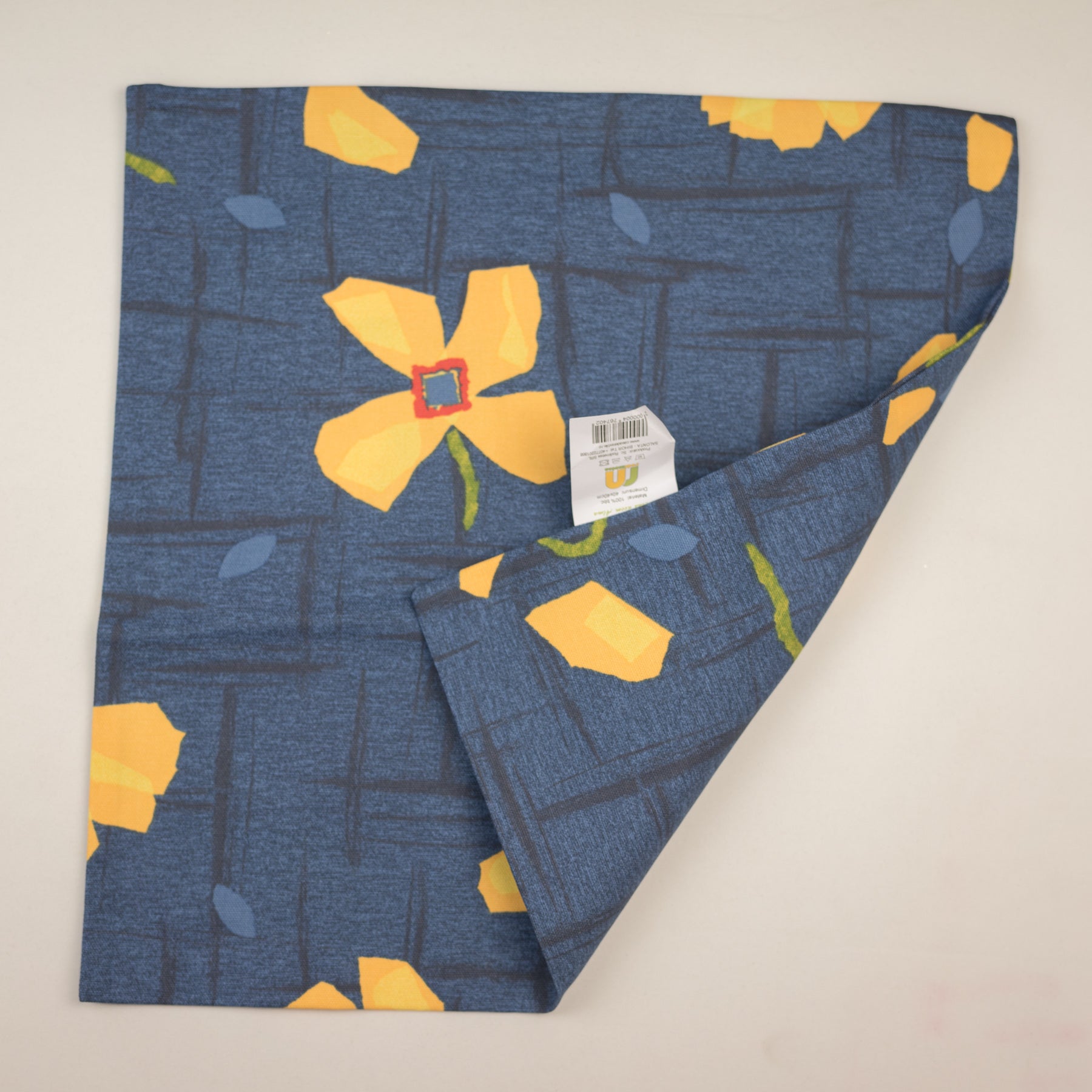 Perna decor albastru cu model floral galben