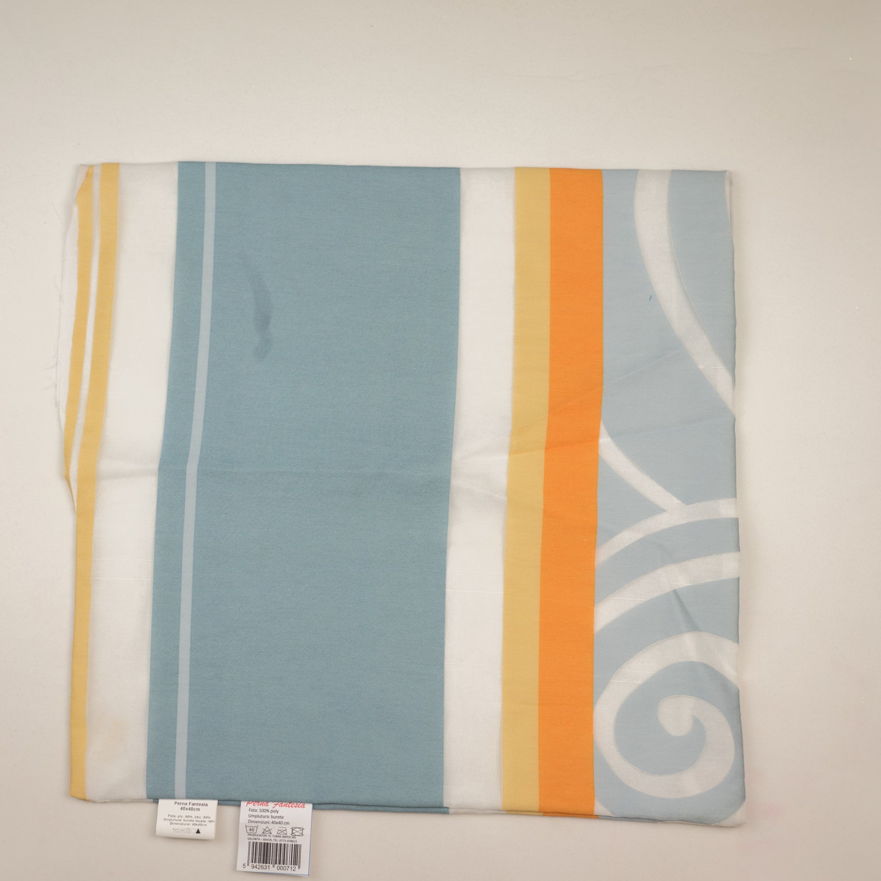 Perna decor fantezie cu dungi cu model elegant nuante de albastru,caramiziu,bej